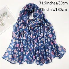 Flower Print Scarf Shawl Lightweight Casual Head Wraps Hijab Women Turban