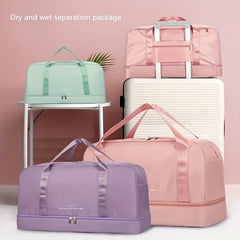Solid Travel Duffle Bag Large Capacity Luggage Handbag