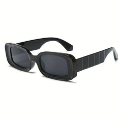 Rectangle Frame Sunglasses Wrap Around Wide Temple Eyewear UV400