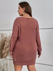 Casual Sweater Dress Women's Long Sleeve Solid Round Neck