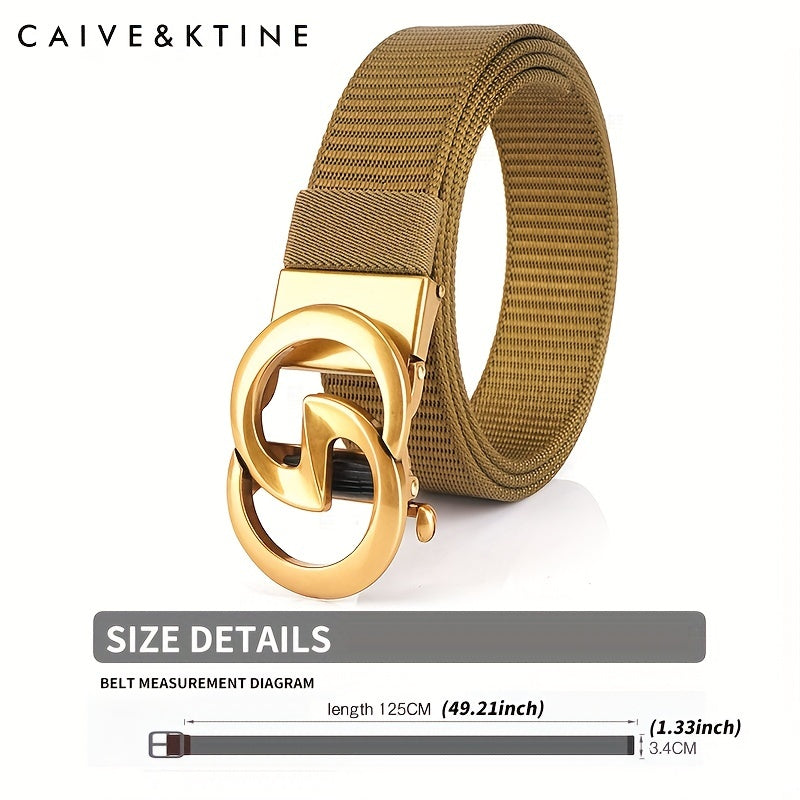Youth Letter Automatic Buckle Leather Belt Nylon Pants Belt