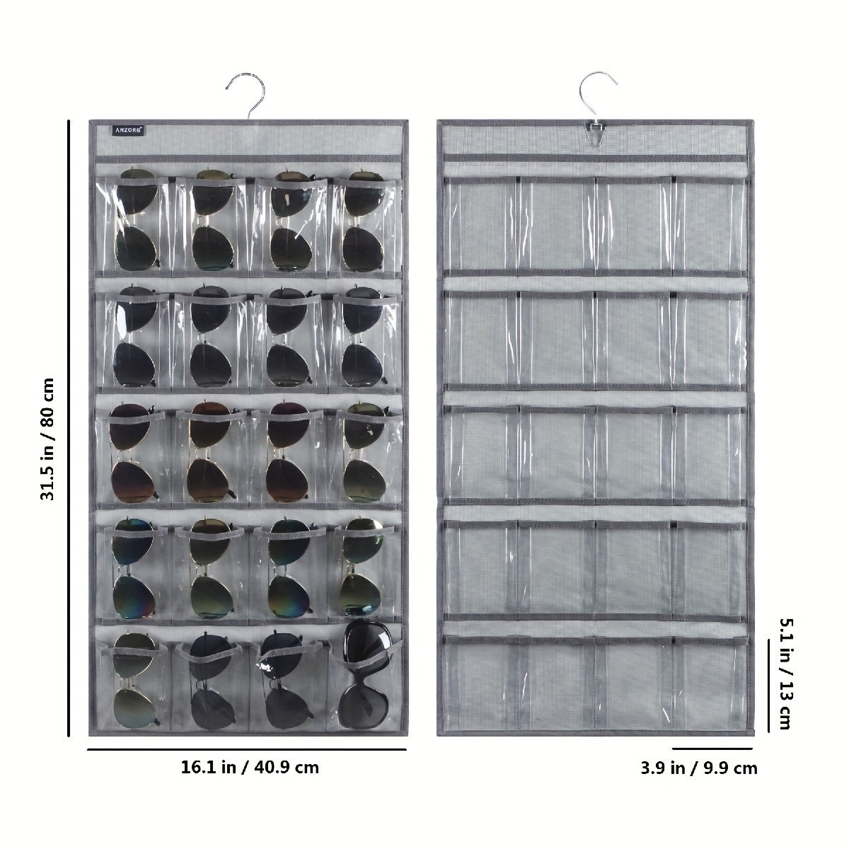 Dual Sided Hanging Sunglasses Organizer Storage Wall Mounted Eyeglasses Holder