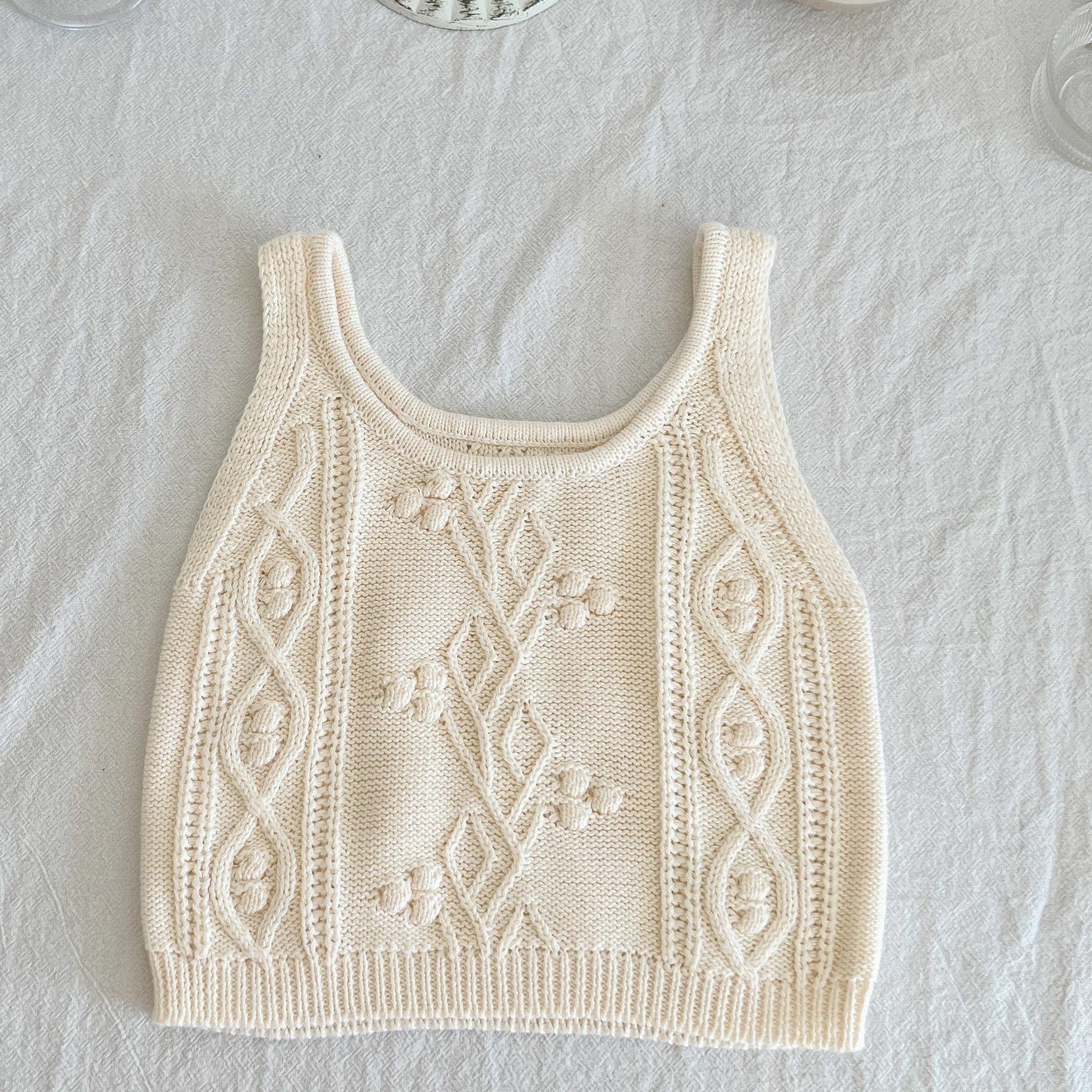 Baby Girl's Knitted Crop Top & Casual Blouse Set