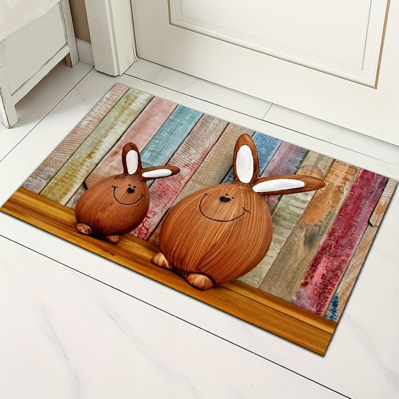 Rabbit Pattern Rug Machine Washable Floor Mat Room Decorative Carpet