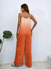 Boho Gradient Spaghetti Jumpsuit Wide Leg