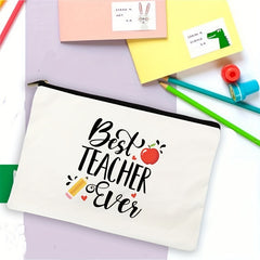 Roomy Letter Pattern Cosmetic Pouch with Zipper