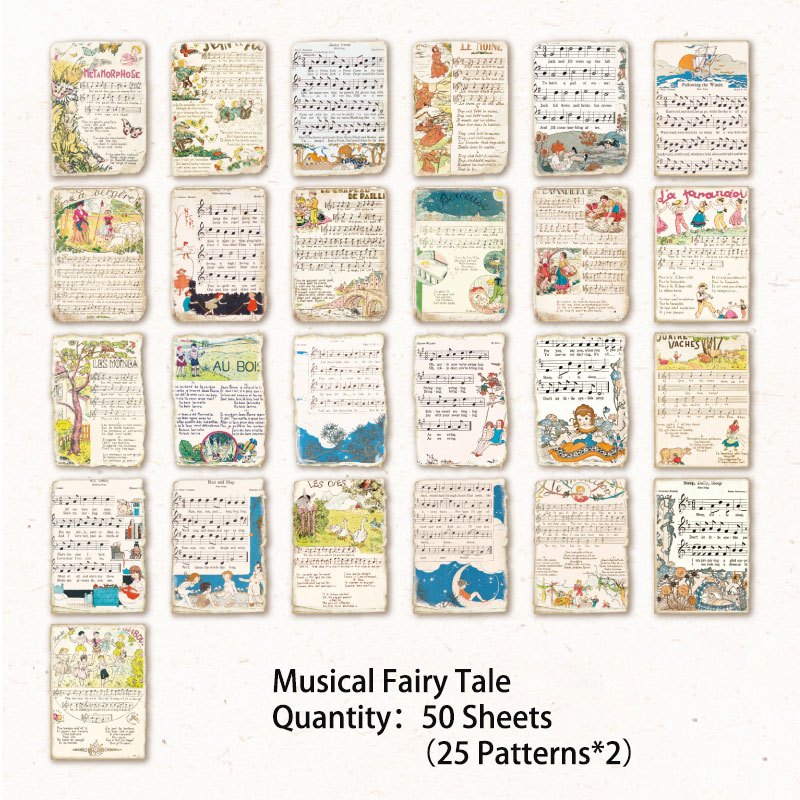 50 Sheets Vintage Scrapbook Paper Retro Collection DIY Craft Paper