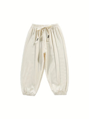 Kid's Solid Textured Sweatpants Elastic Waist Summer Sports Clothes