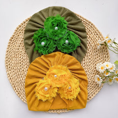 Baby Girls Flowers Pearl Cap Soft Head Wrap Head Decorative Accessory