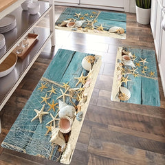 Soft Starfish Print Kitchen Rug Waterproof Non Slip Mat