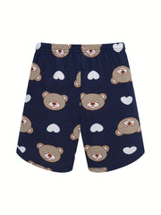 Boys Bear & Heart Cotton Pajamas Set Short Sleejsones Tops & Bottoms