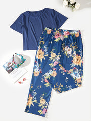 Short Tee & Floral Print Pant Pajama Set