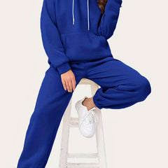 Solid Hoodie & Jogger Sweatpants Outfit Set