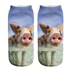 5 Pairs 3D Animal Print Low Cut Women's Socks