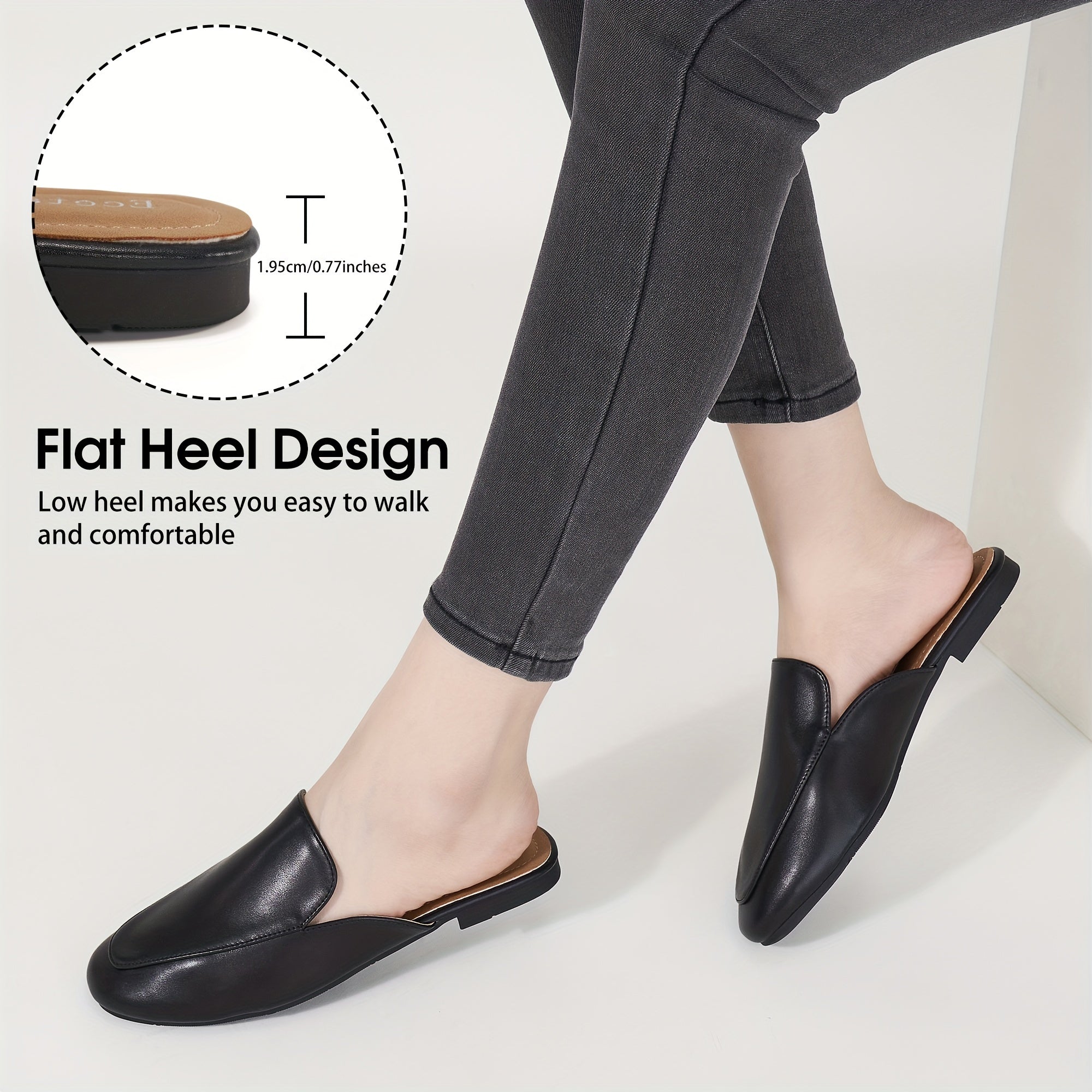 Women's Square Toe Mules Slip On Flat Loafers