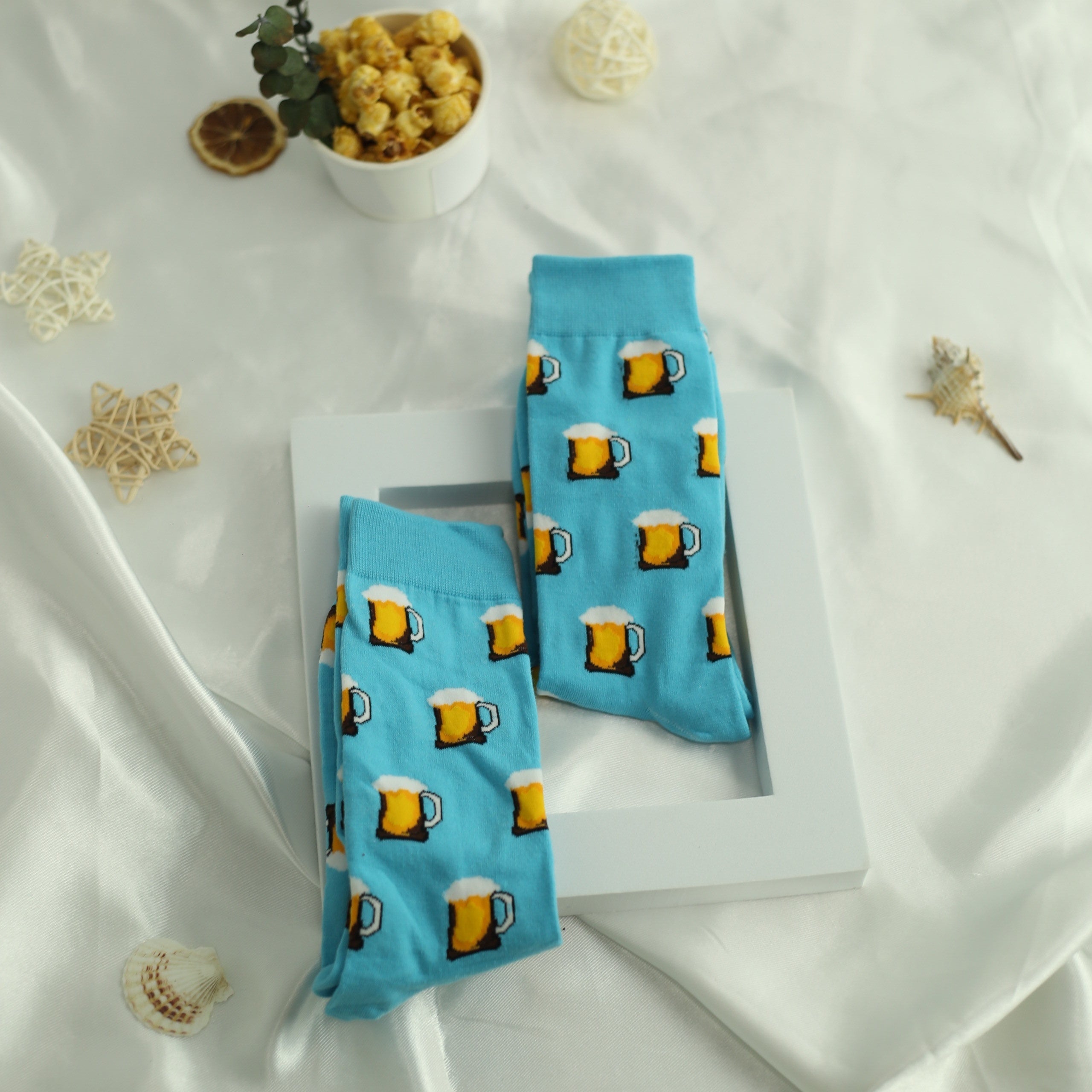 Men's Cartoon Beer Crew Socks 2 Pairs