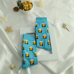 Men's Cartoon Beer Crew Socks 2 Pairs