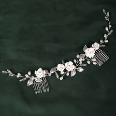 Bride Hair Comb Wedding Bridal Jewelry Pearls Rhinestone Comb