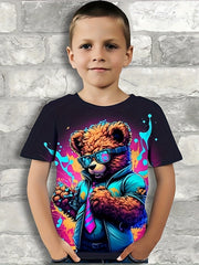 Rock Bear Graphic Short Sleeve T-shirt for Girls