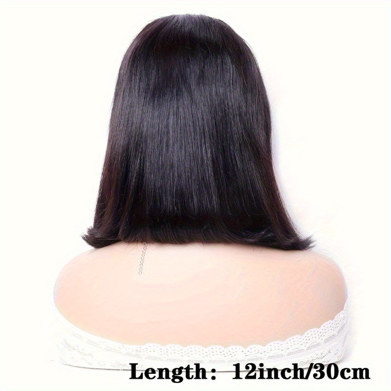 Short Straight Bob Wig 100% Human Hair Glueless 13X4 HD Transparent Lace Front W