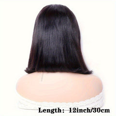 Short Straight Bob Wig 100% Human Hair Glueless 13X4 HD Transparent Lace Front W