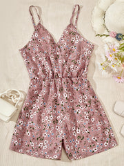 Floral V Neck Romper Cami Jumpsuit for Women