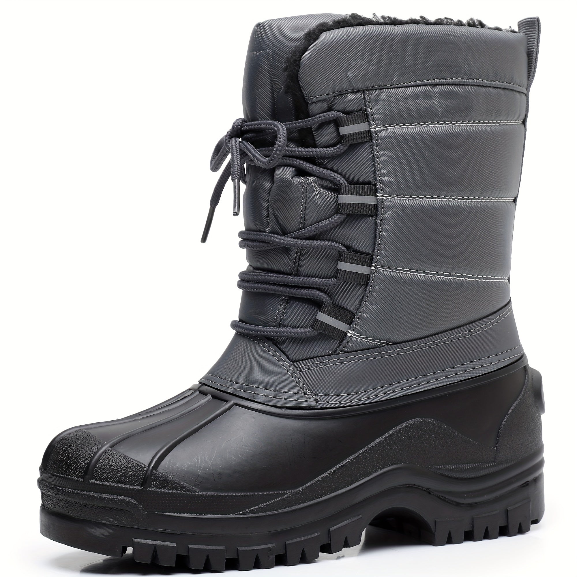 Boy's Cozy High Top Snow Boots Warm Fleece Plush Comfy Outdoor Hiking Shoes