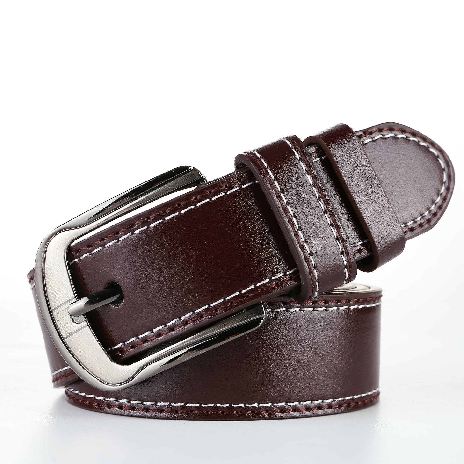Men's Retro PU Leather Belt Business Casual Pants