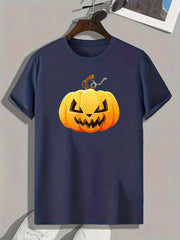 Halloween Pumpkin Print Men's Graphic T-shirt for Summer