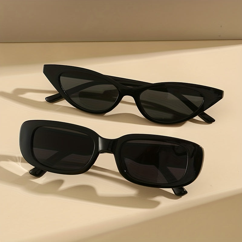 2 Pairs Cat Eye Rectangle Sunglasses UV400 Sun Shades