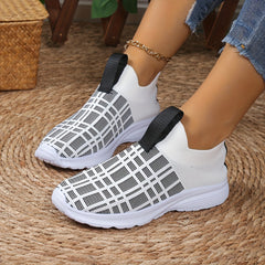 Plaid Mesh Outdoor Sneakers Lightweight Running Shoes Women's Footwear