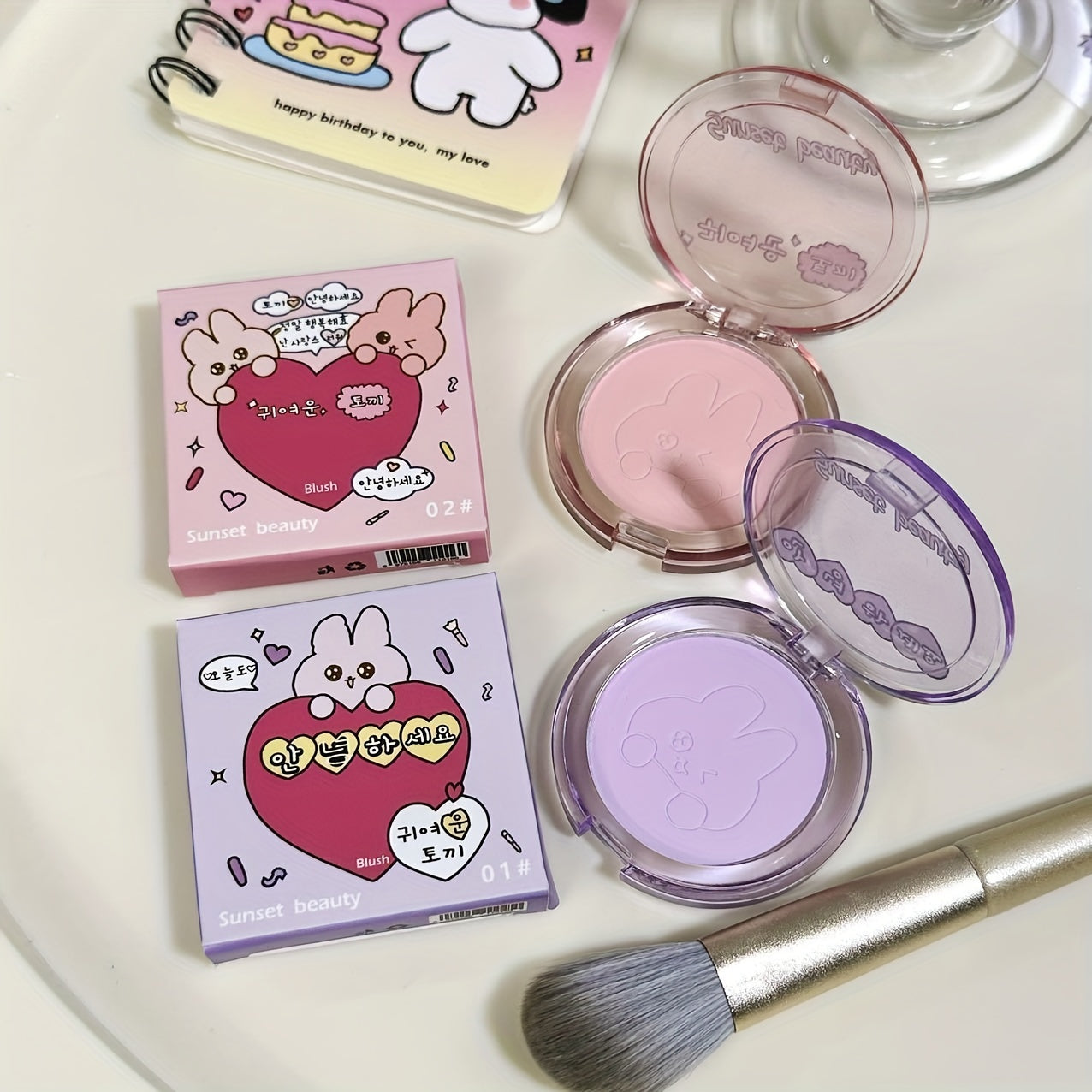 Sunset Beauty Rabbit Love Blush Lightweight Natural Nude Makeup