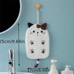 4pcs Cat Shaped Hanging Towel, Quick-drying Soft Towel for Bathroom Kitchen