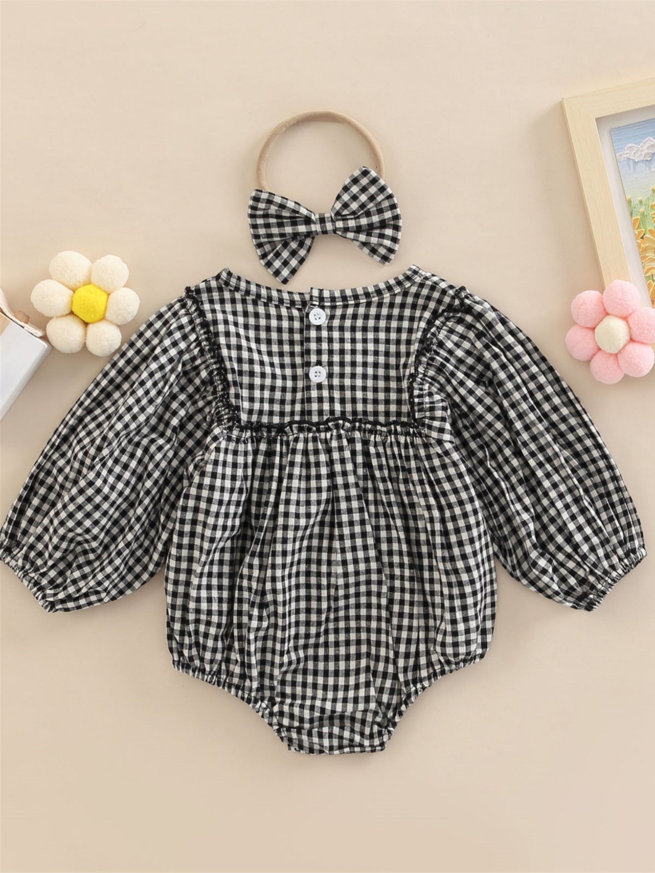 Toddler Girls Onesie with Bowknot Headband