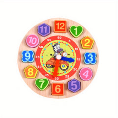 Wooden Number Animal Clock Shape Alarm Building Blocks