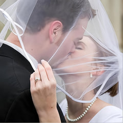 Classic Bridal Veil with Delicate Trimmed Soft Fabric for Wedding Bridesmaids