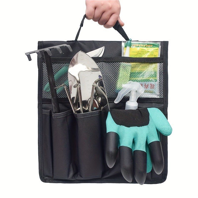 Canvas Garden Tool Storage Bag with Tent Peg Storage