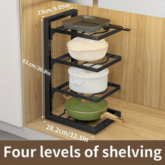 Adjustable Pot and Pan Storage Box Tier Organizer for Kitchen