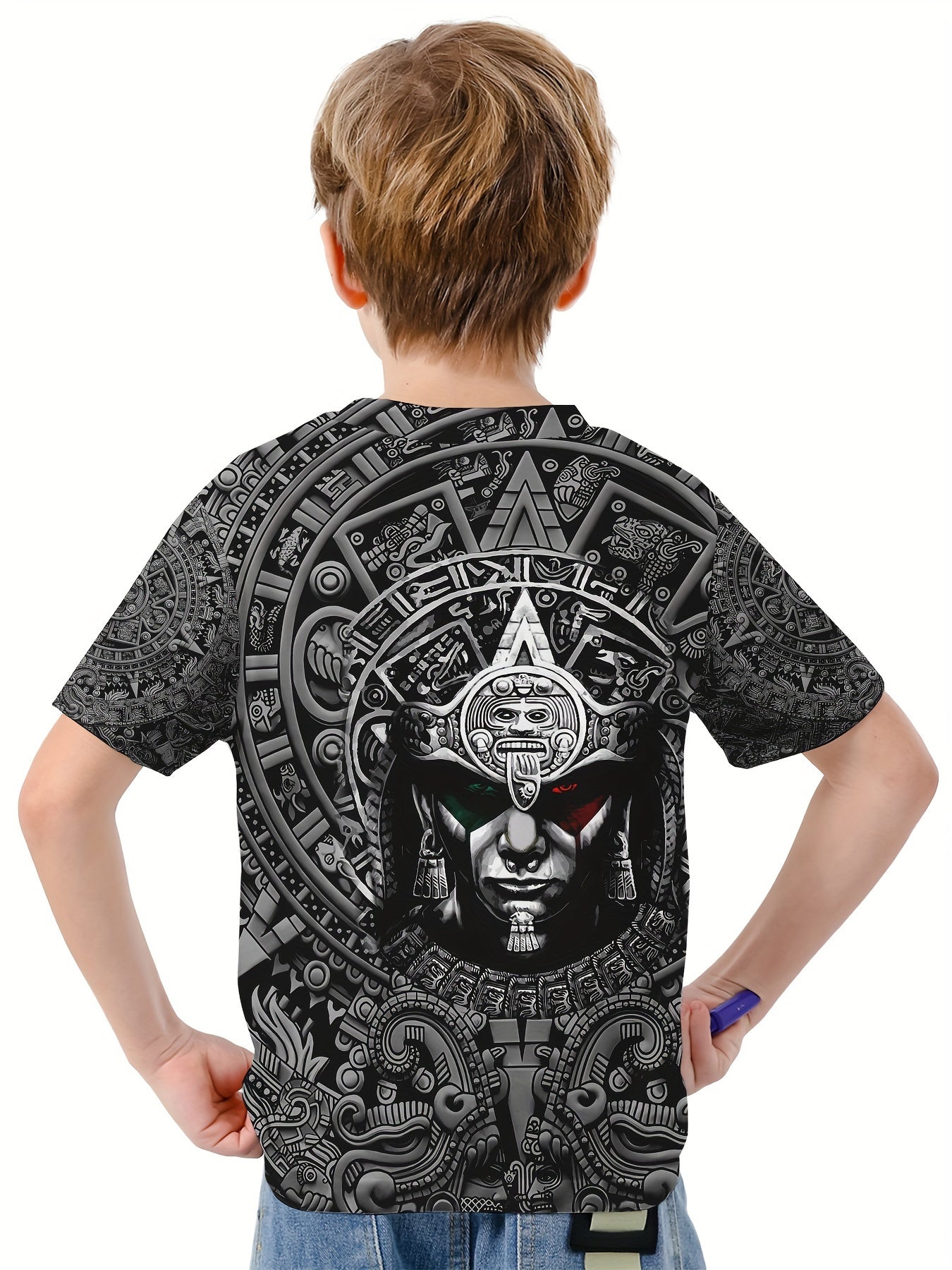 Mexico Man 3D Print Boy's Casual Tees Short Sleeve Crew Neck Comfy T shirt Kids