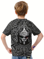 Mexico Man 3D Print Boy's Casual Tees Short Sleeve Crew Neck Comfy T shirt Kids