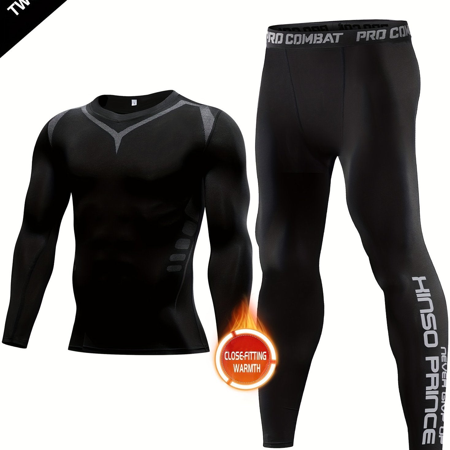 Men's Compression Suit Long Sleeve Skinny Fit T-shirt And Leggings For Winter