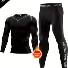 Men's Compression Suit Long Sleeve Skinny Fit T-shirt And Leggings For Winter
