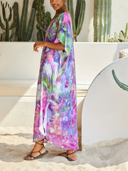 Tie Dye Bat Sleeve Cover Up Dress
