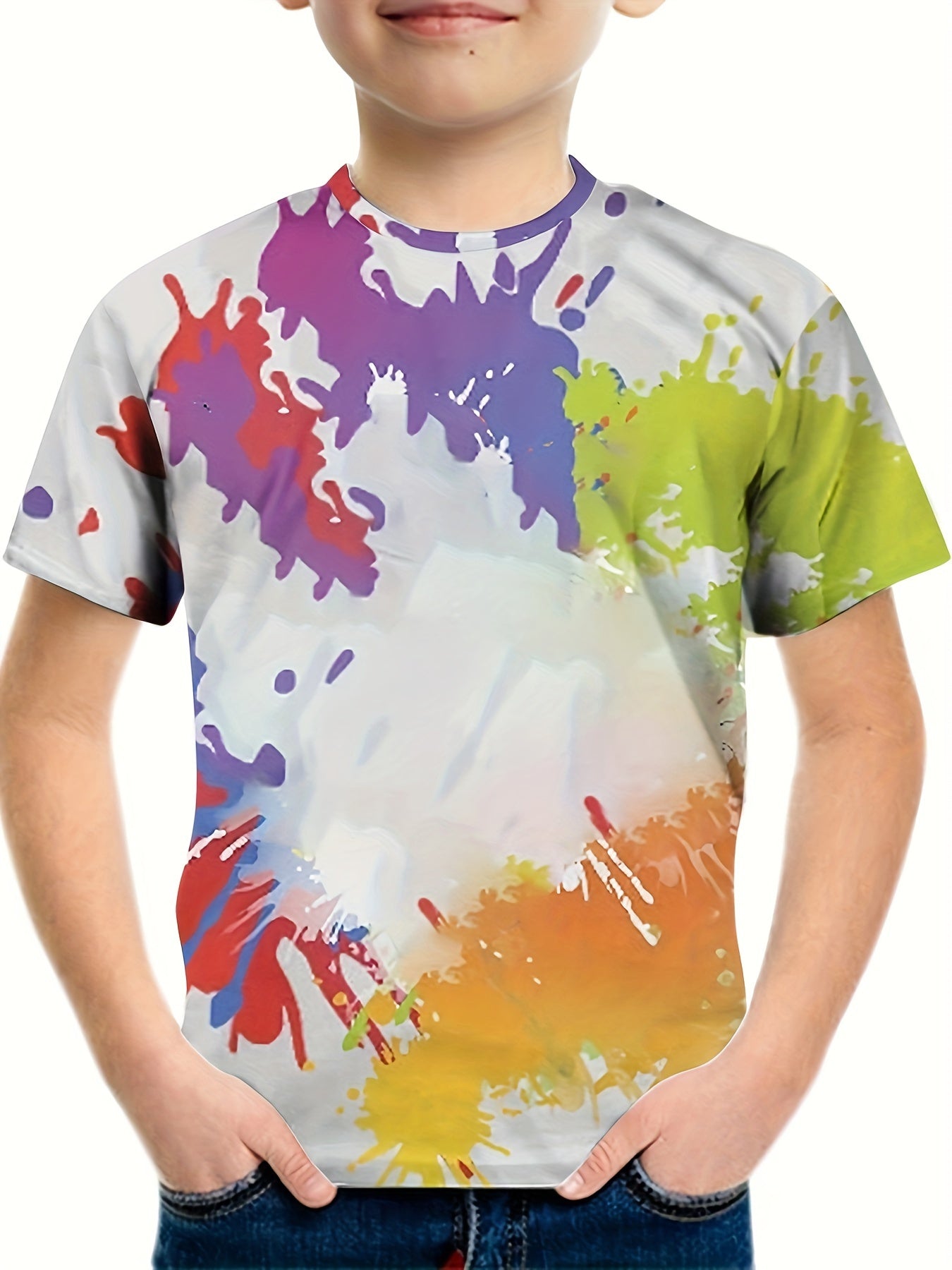 Colorful Splash 3D Print Boy's Graphic T-shirts