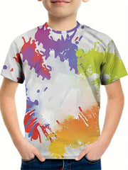 Colorful Splash 3D Print Boy's Graphic T-shirts