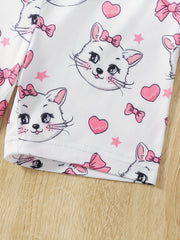 3pcs Girls' Bike Shorts with Cartoon Print Regular Fit Comfy Shorts