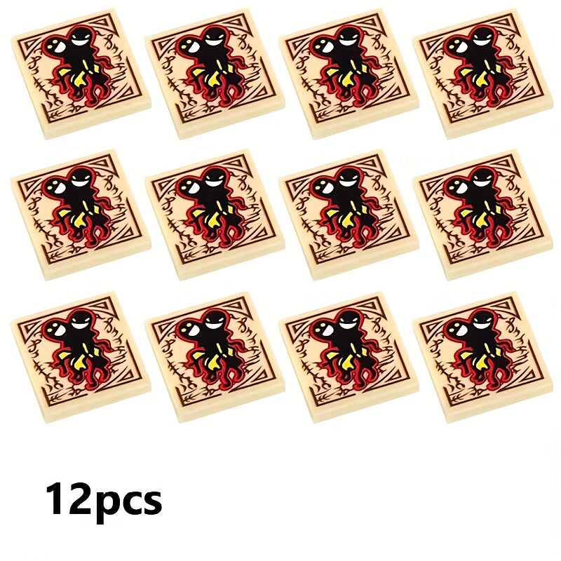 12 Styles Printed Blocks Toy Accessory 2x2 Flat Compatible with 3068 Seal Demon