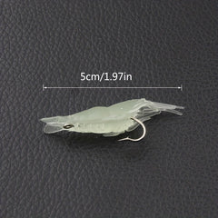 10pcs Luminous Shrimp Soft Bait w/Hooks for Carp Fishing Silicone Glow in Dark