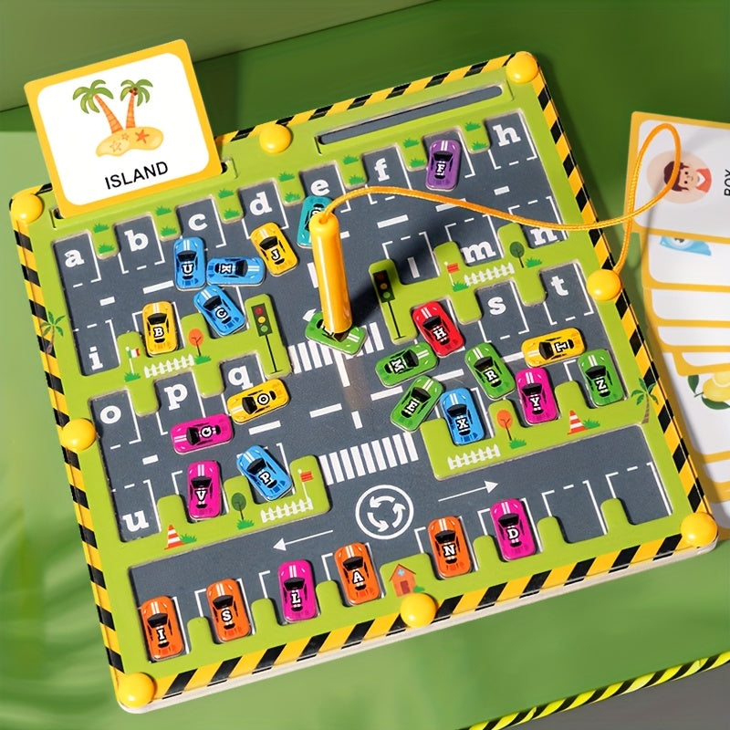 Green Magnetic Alphabet Maze Toy Wooden Puzzle Toy for Men Women