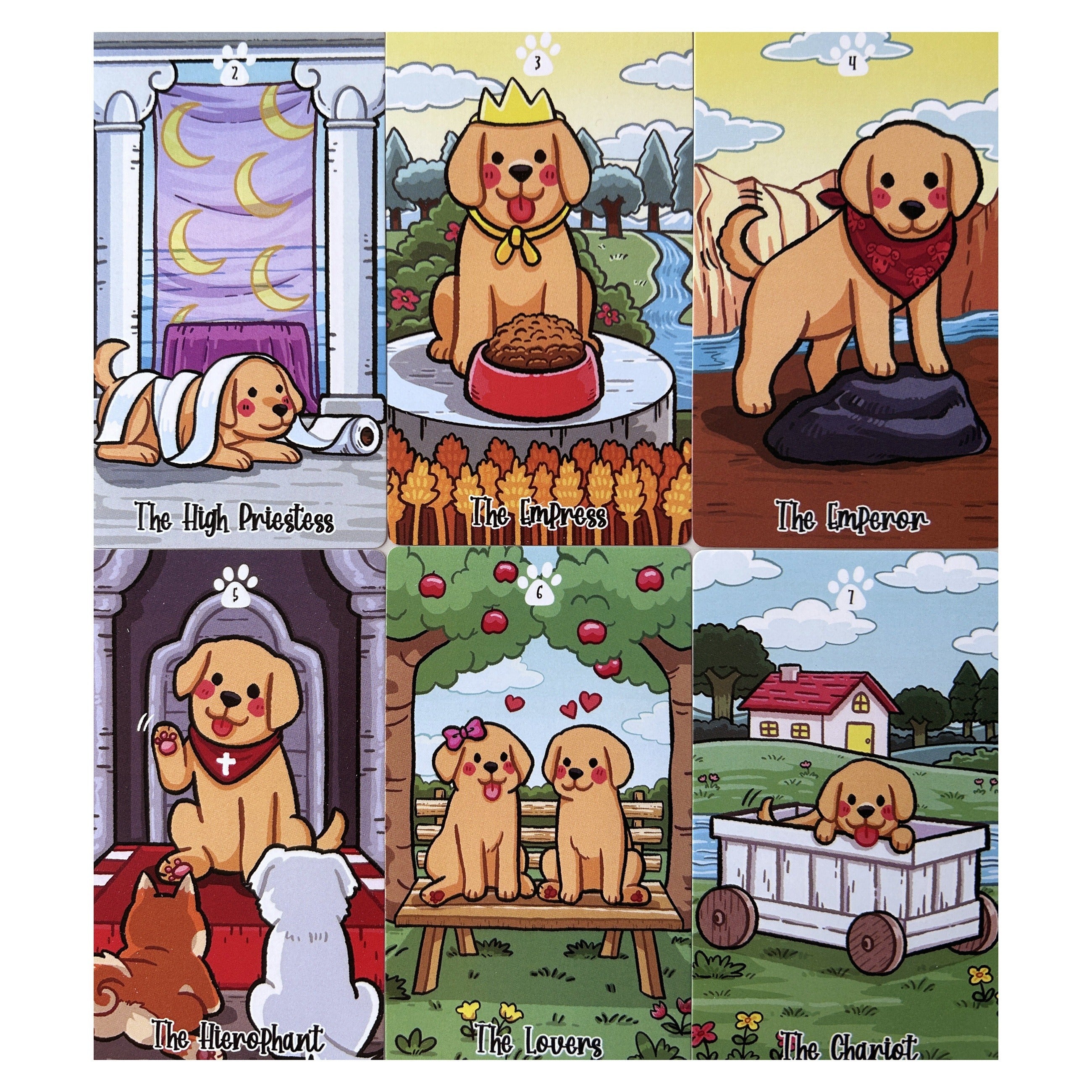 78pcs Cartoon Dog Tarot Card With Study Guide Standard Size Fortune Telling Game